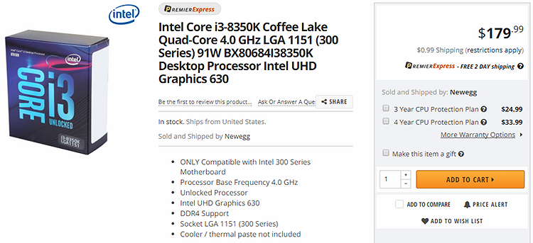 В западных интернет-магазинах начались продажи процессоров Coffee Lake-S (Z370)